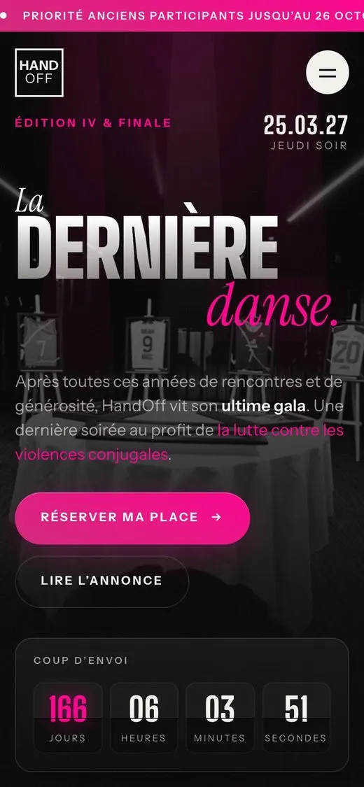 Le même site Gala HandOff, sur téléphone