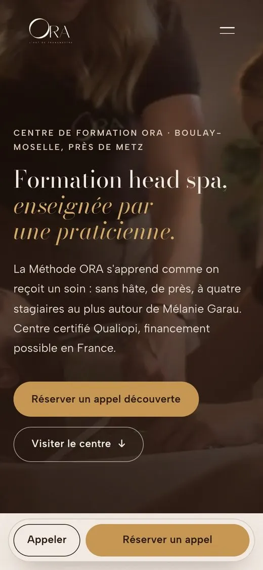 Le même site ORA, sur téléphone